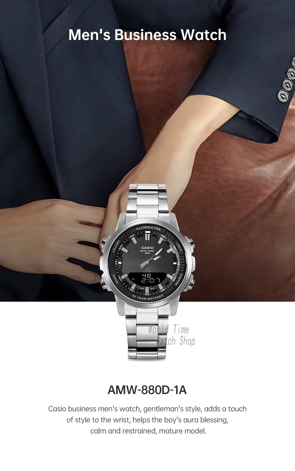 Casio AMW-880D-9AVDF Men’s-Digital Stainless Steel Watch